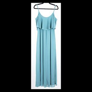 Show Me Your MuMu Blue Ruffle Top Sleeveless Maxi Dress XL EUC